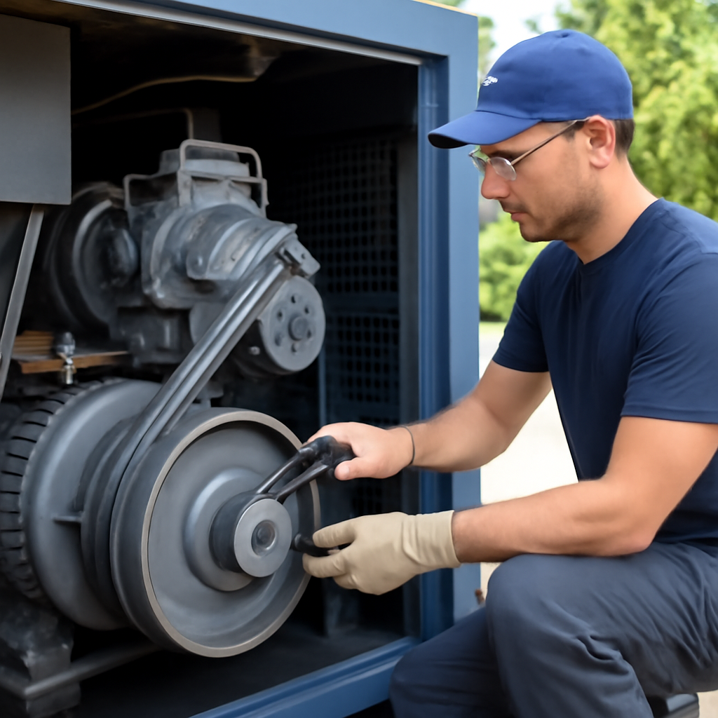 Compressori a vite: check estivo delle cinghie prima di ferragosto