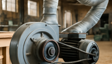 Aspirazione trucioli in falegnameria: la cinghia del ventilatore centrifugo